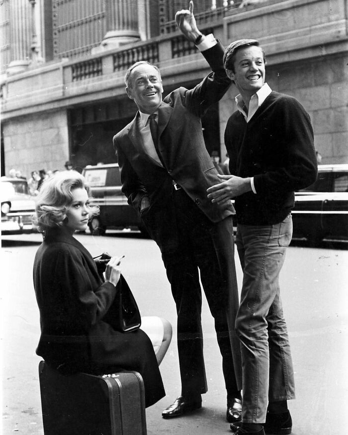 Jane Fonda Getting A Visit From Her Father Henry And Brother Peter While Filming Sunday In New York, 1963