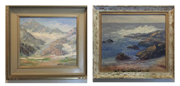 A Landscape And Seascape In Oil By William Henry Price. Paid $6.50/Each. Appraised By Antiques Roadshow At $850/Each. Sold For $550 & $450 Each. :)