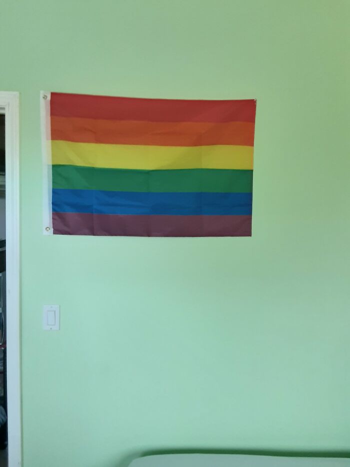 My Pride Flag. It Might Not Seem Like Much, But To Me, It Means We Made It. A Year Ago, I Never Thought I'd Even Be Alive Right Now. I'm Still Struggling, But It Reminds Me Of How Far I've Come.