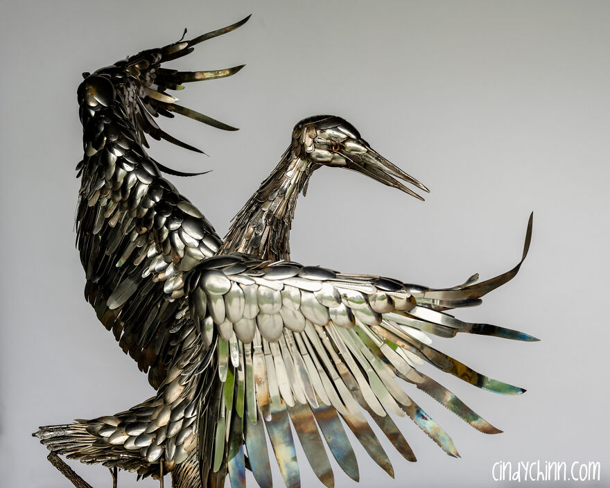 I Made A Life-Size Crane Sculpture Out Of Used Cutlery! I Made A Life-Size Crane Sculpture Out Of Used Cutlery!
