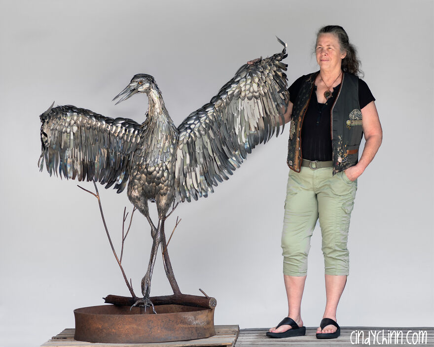 I Made A Life-Size Crane Sculpture Out Of Used Cutlery! I Made A Life-Size Crane Sculpture Out Of Used Cutlery!