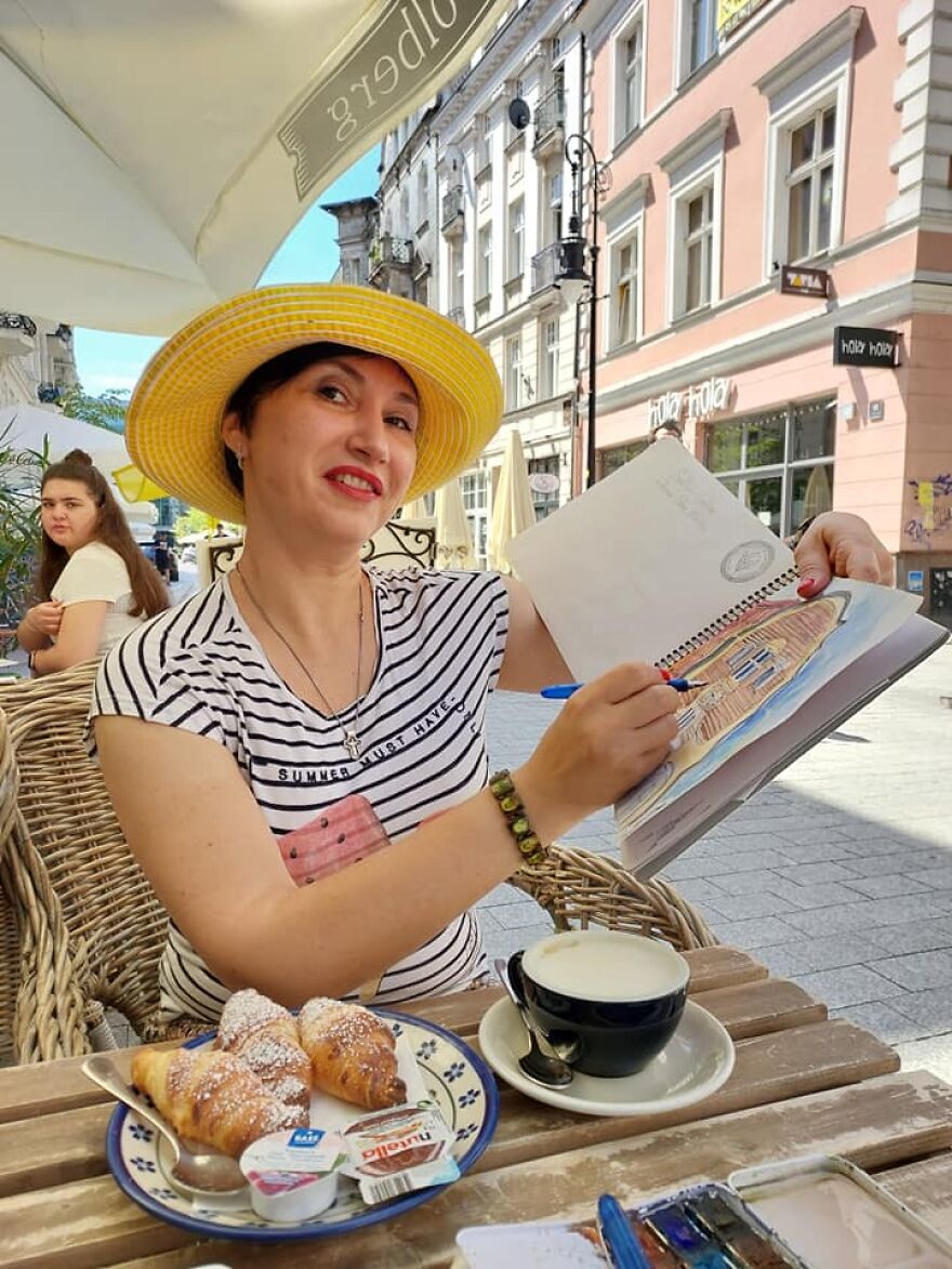 You Can Meet This Artist In Any Of The Cafes In Europe, She Sits With A Cup Of Coffee And Draws