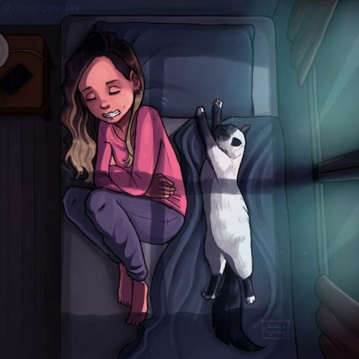 "What It's Like To Have A Cat": 40 Illustrations By This Artist (New Pics)