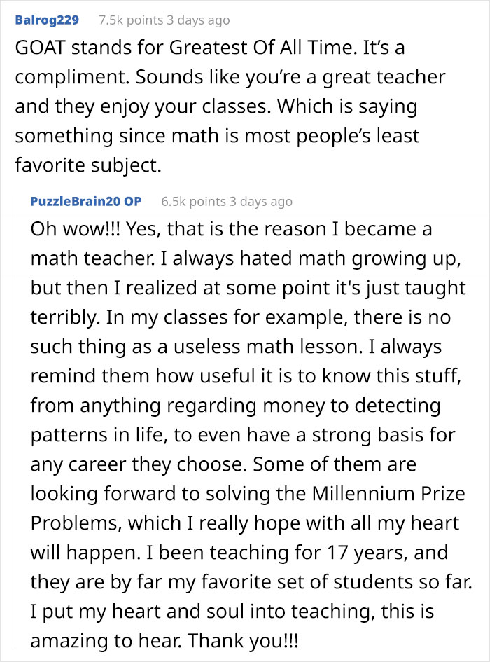 Math Teacher Cries Tears Of Joy After Finding Out The Reason Students Called Them The GOAT Is Because They Loved Them Math Teacher Cries Tears Of Joy After Finding Out The Reason Students Called Them The GOAT Is Because They Loved Them