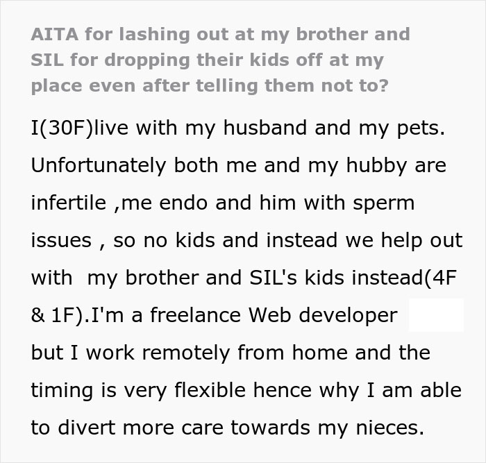 Entitled Brother Drops His Kids Off At Sister's House Without Asking, Wants Her To Pay For Childcare After She Refuses To Babysit Entitled Brother Drops His Kids Off At Sister's House Without Asking, Wants Her To Pay For Childcare After She Refuses To Babysit