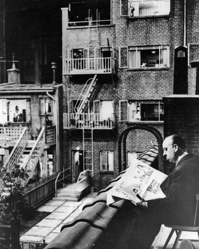 Alfred Hitchcock On The Set Of Rear Window, 1954. The "Master Of Suspense" Was Born On This Day In 1899