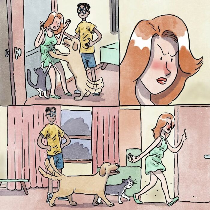 Artist made 3 emotional comics about life with a cat and a dog, inspired by his personal experiences
