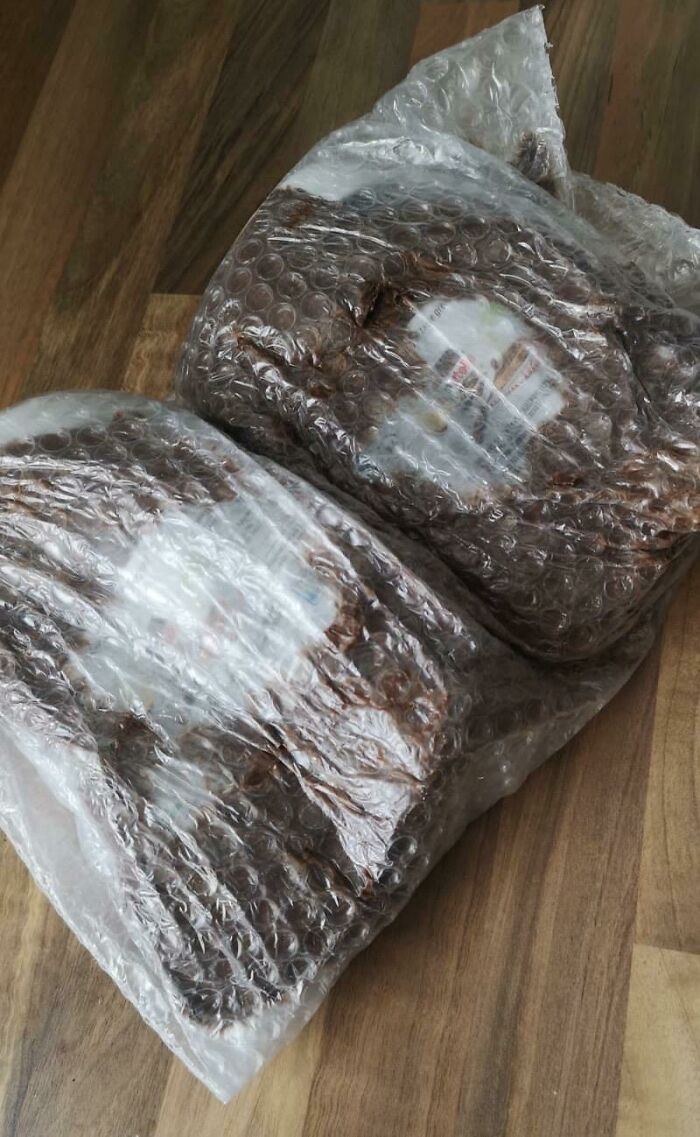 My Brother Had 2 Jars Of Nutella Delivered From Amazon. Something Tells Me The Bubble Wrap Wasn’t Quite Enough
