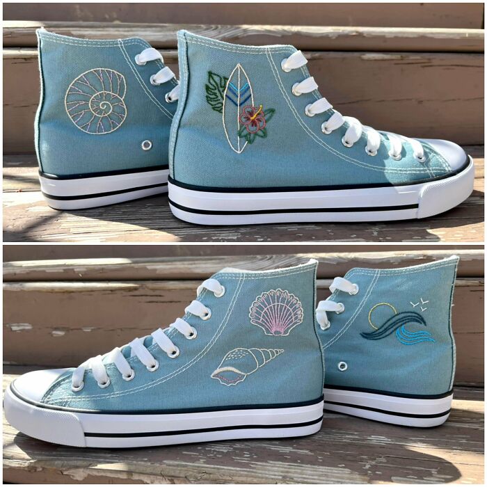 I Embroidered Some Shoes For An Ocean-Loving Friend’s Birthday