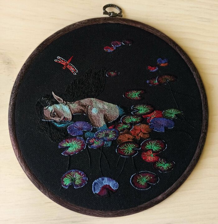Finally Finished My First Embroidery Based On My Own Design And Really Proud Of Myself