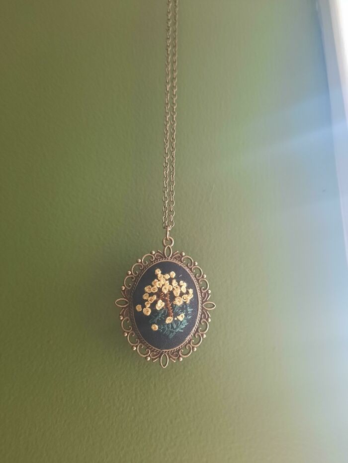 My Non Embroidering Boyfriend Got A Kit And Made Me This Cross Stitch Pendant And It Really Blew Me Away. Happy Valentines Day 
