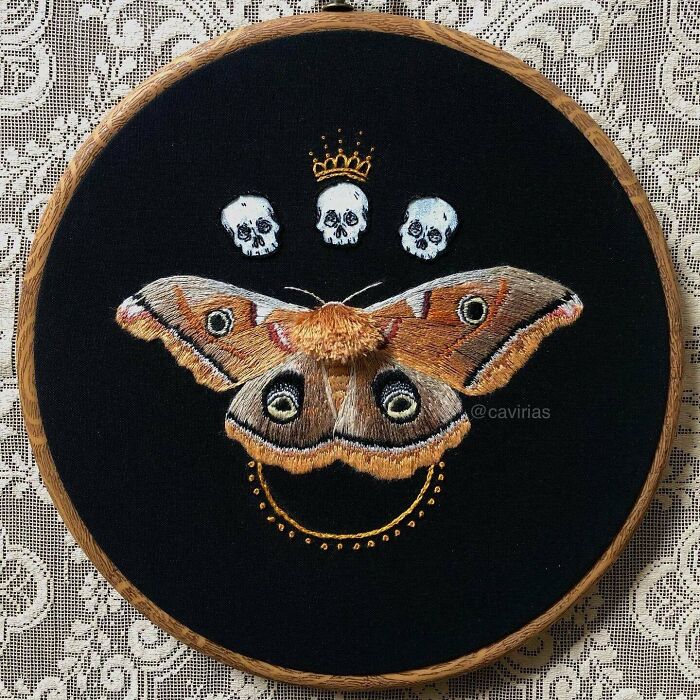 Polyphemus Moth Embroidery 