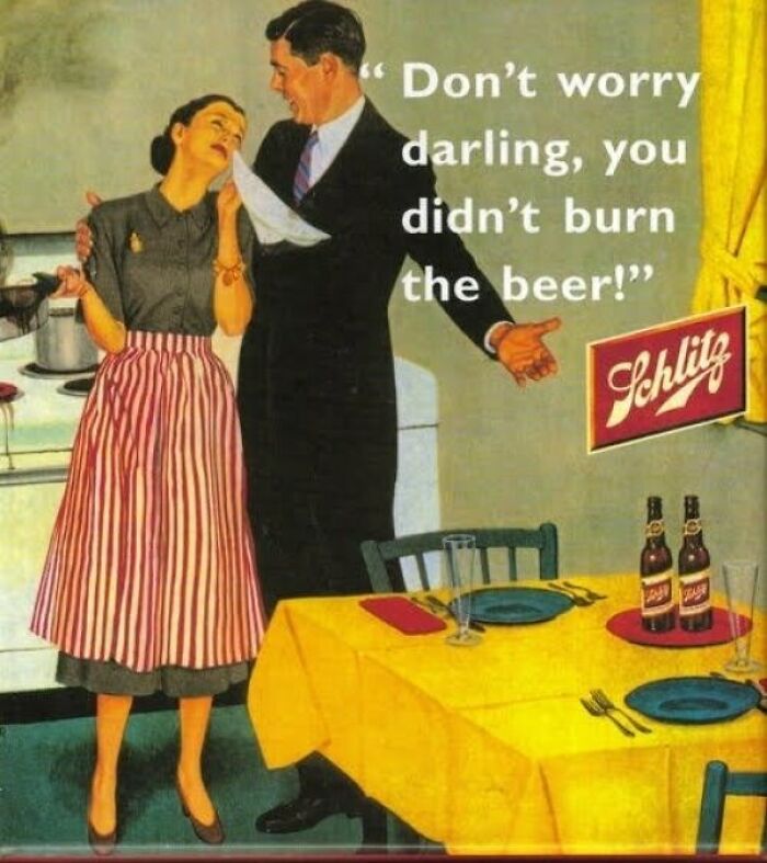 Schlitz "Don't Worry Darling, You Didn't Burn The Beer!" 1950's