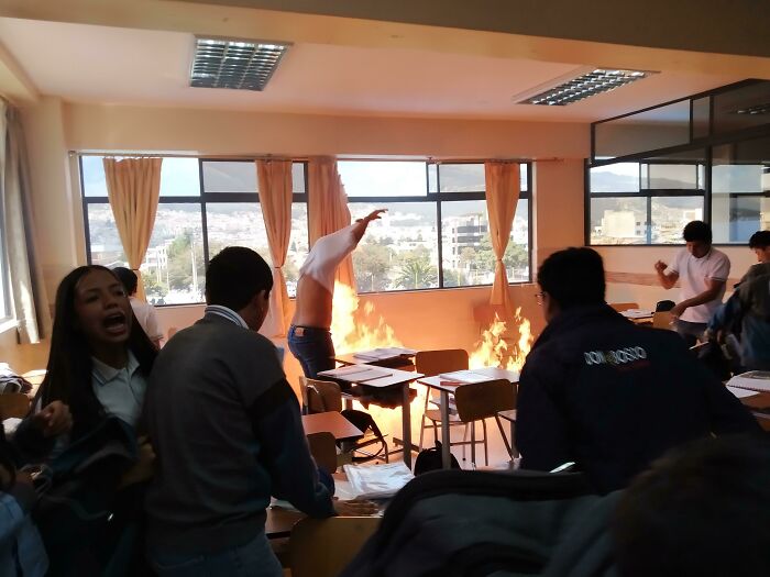 Took This Pic After A Fire Started In My Class Haha