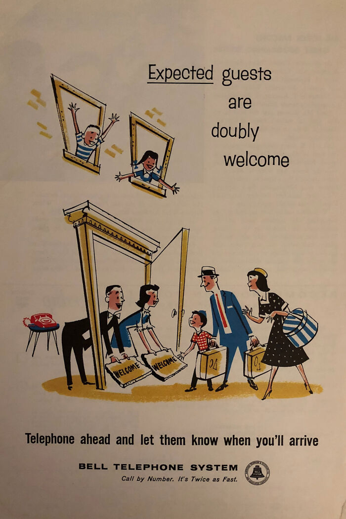 Bell Telephone System "Expected Guests Are Doubly Welcome" 1950's Nat. Geo Magazine