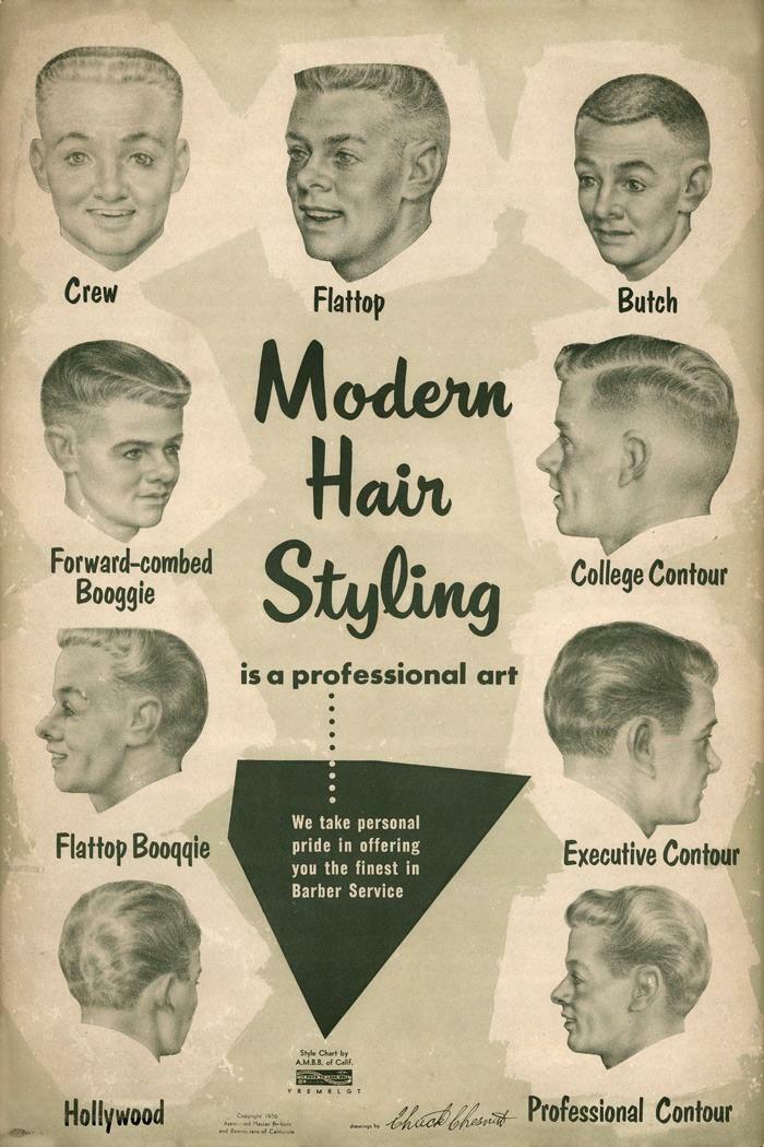 Men’s Modern Hair Styles, 1950s