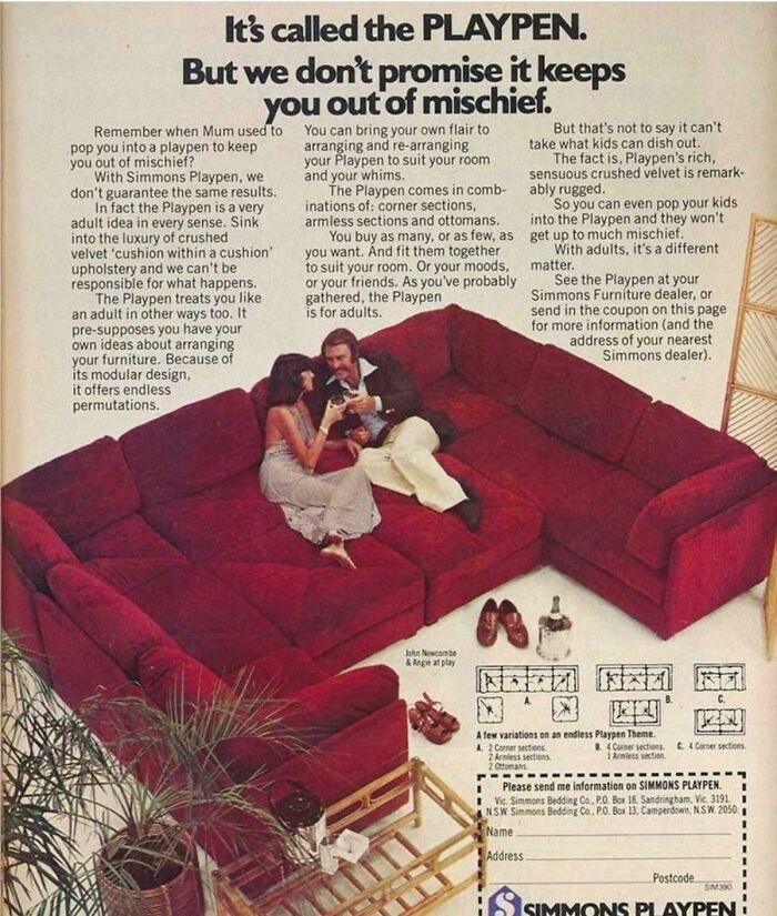 Extra Large Playpen Sofa Ad., 1970s