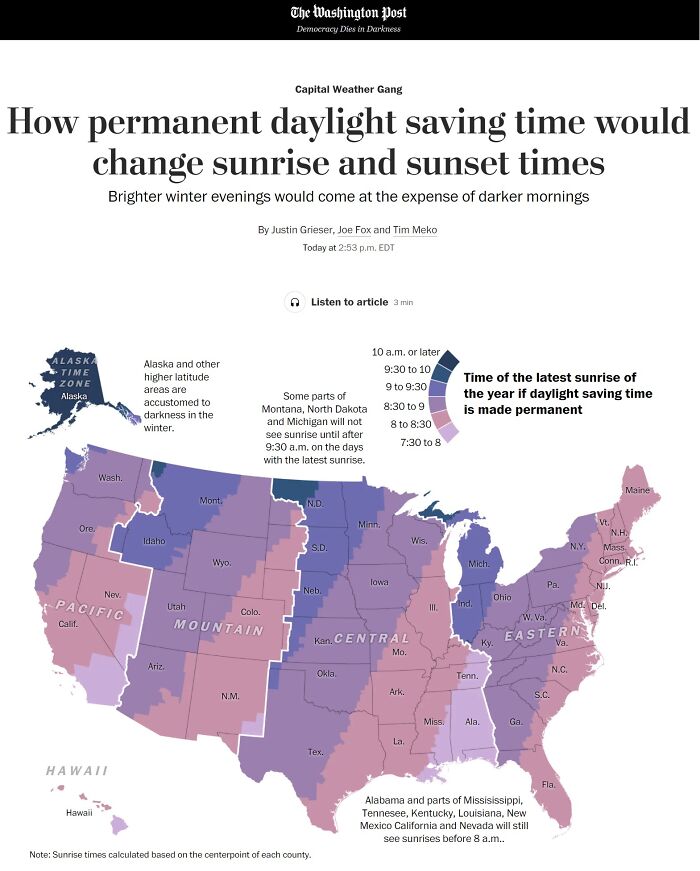 How Permanent Daylight Saving Time Would Change Sunrise And Sunset Times