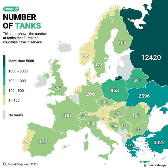 How Many Tanks Are In Service In Each European Country – 2022