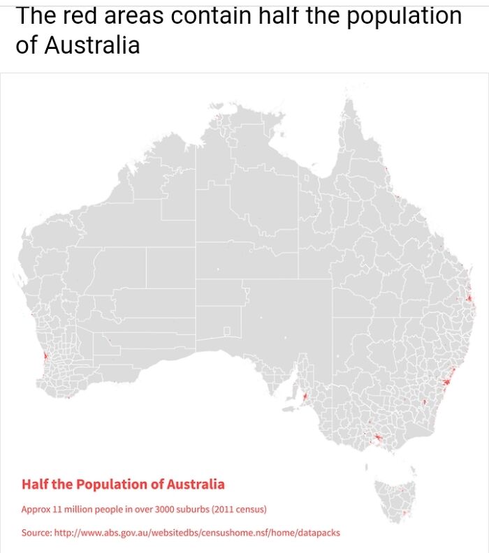 The Red Areas Contain Half Of The Total Population Of Australia