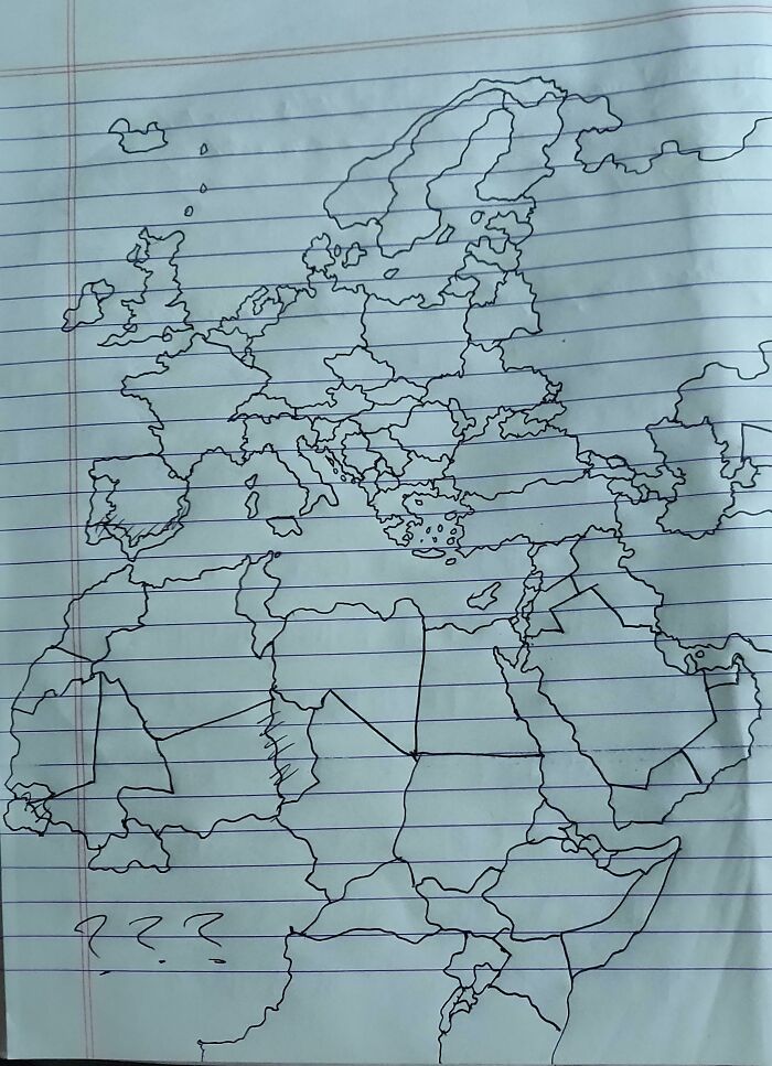I Finished My Exam Early And Drew A Map Of Europe Out Of Boredom