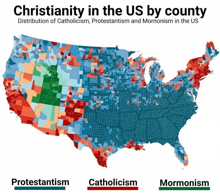 Christianity By County's In USA