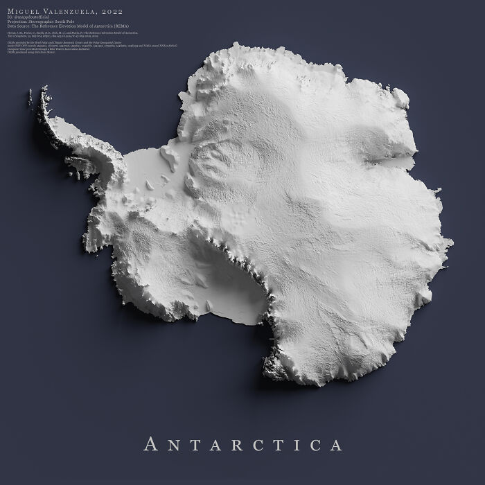 A Shaded Relief Map Of Antarctica