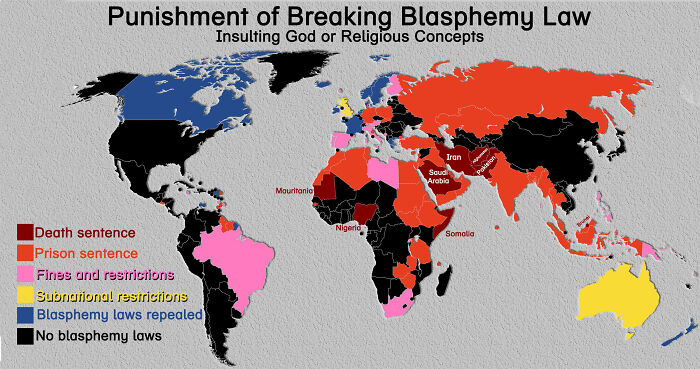 Punishment Of Breaking Blasphemy Law Around The World
