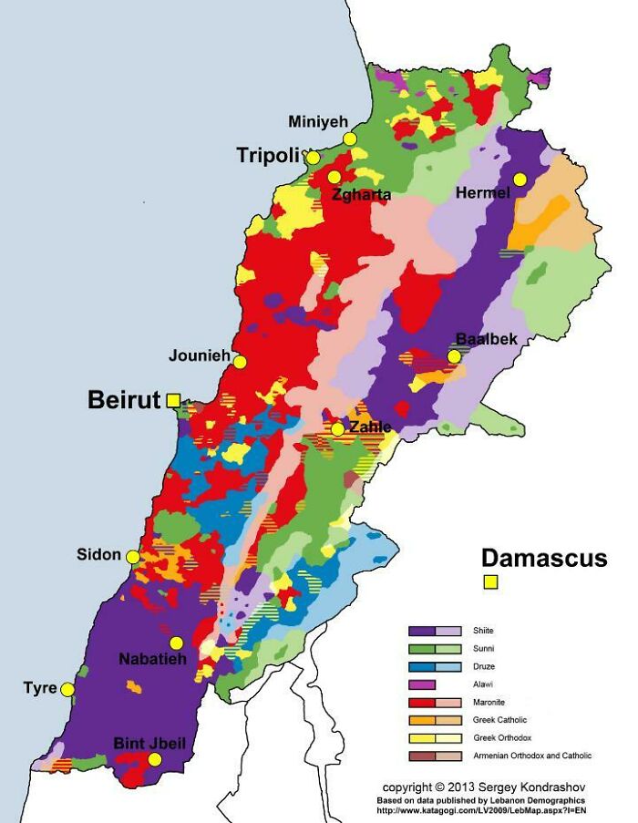 Lebanon Religion Map