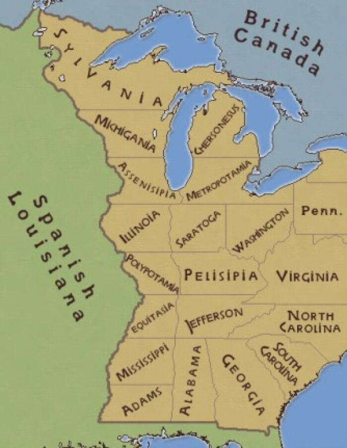 Thomas Jefferson's Proposed Map For Western States
