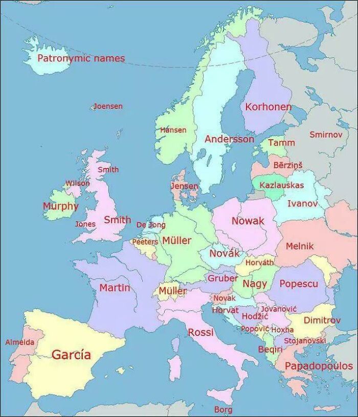 Europe's Most Popular Last Names