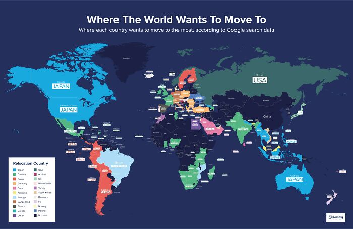 Canada, Japan And Spain Are The Top 3 Most Popular Countries People Want To Move To