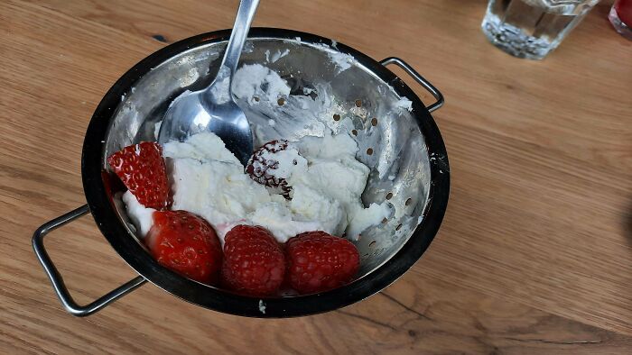 Whipped Cream In A Strainer