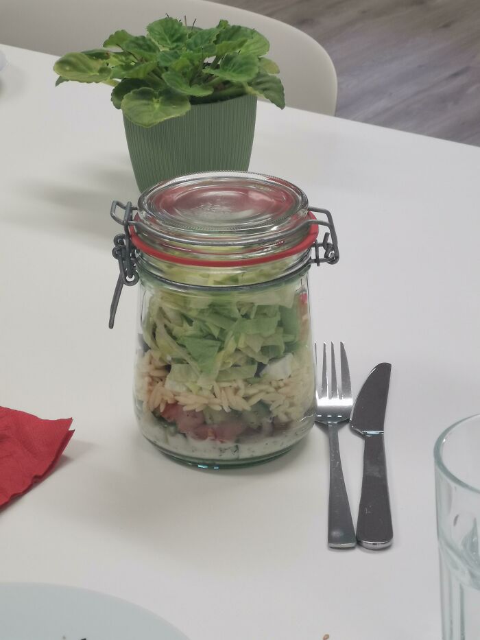 Salad In A Mason Jar. The Dressing Was At The Bottom