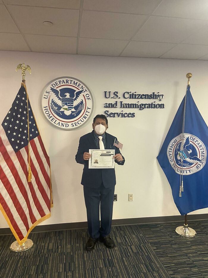 My Father, 67. Finally A Us Citizen After 17 Years Of Processes And Paperwork