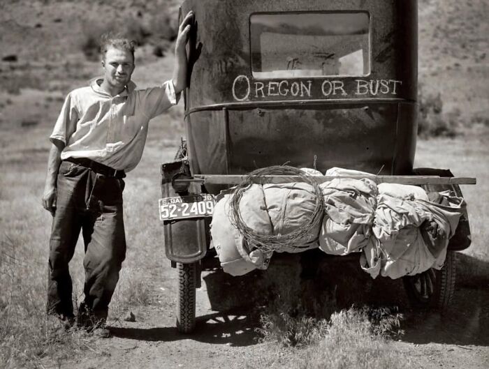 In July Of 1936, Arthur Rothstein Took This Photograph Near Missoula, Montana. He Included The Following: "Vernon Evans (With His Family) Of Lemmon, South Dakota. Leaving Grasshopper-Ridden And Drought-Stricken Area For A New Start In Oregon Or Washington. Expects To Arrive At Yakima In Time For Hop Picking. Live In Tent. Makes About Two Hundred Miles A Day In Model T Ford." Drive On, Vernon. Drive On!
