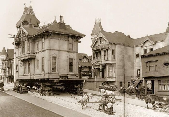 Can You Imagine Moving And Entire House....using Horses? (San Francisco, 1908)