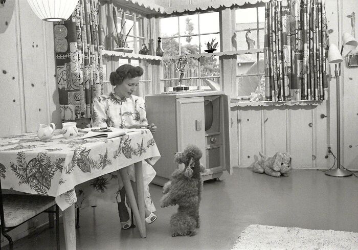 Betty White In Her Los Angeles Home With Her Dog, 1952.