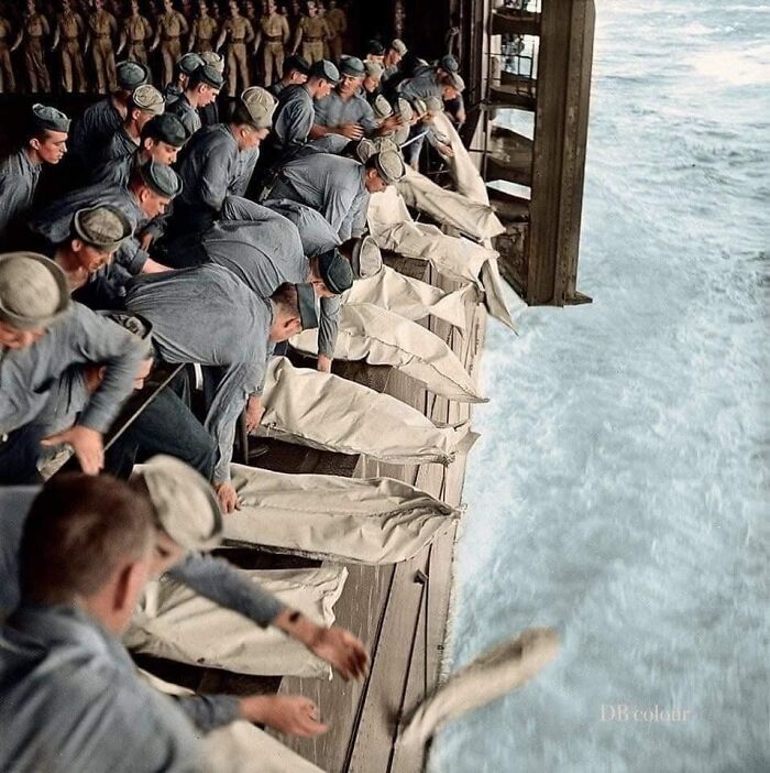 A Very Moving Caption: "This Is A Mass Burial At Sea, On The Uss Intrepid In 1944 Following A Kamikaze Attack. I've Never Seen This Photo, And I Figure Most Of You Probably Haven't Either. I Posted So People Can See, And Remember The Incredible Sacrifices Made On Our Behalf."