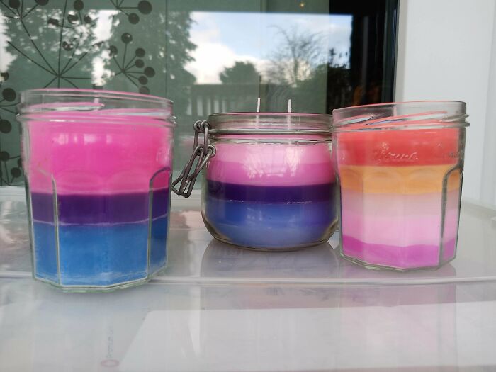 A Few Months Ago, I Came Out To My Mom, Really Scared She Might Not Accept Me. This Week, She Helped Me Make Pride-Candles For Me And My Friends
