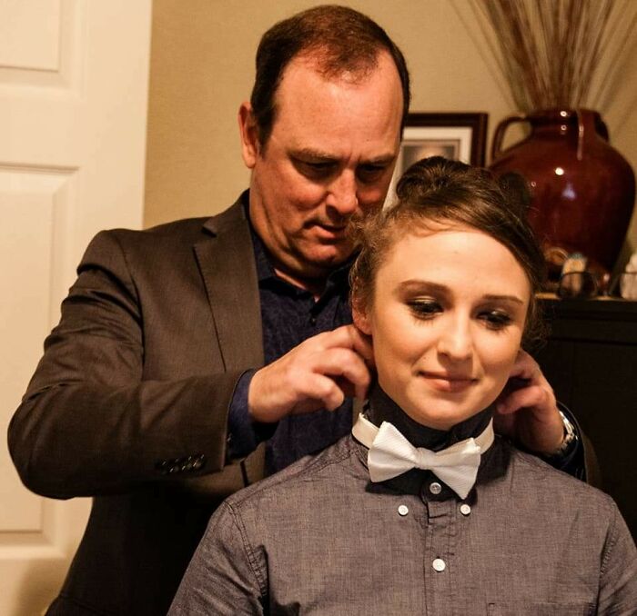 My Dad, Who 7 Years Prior Put Me In Gay Conversion Therapy, Helping With My Bow Tie Moments Before Officiating My Wedding To My Beautiful Wife