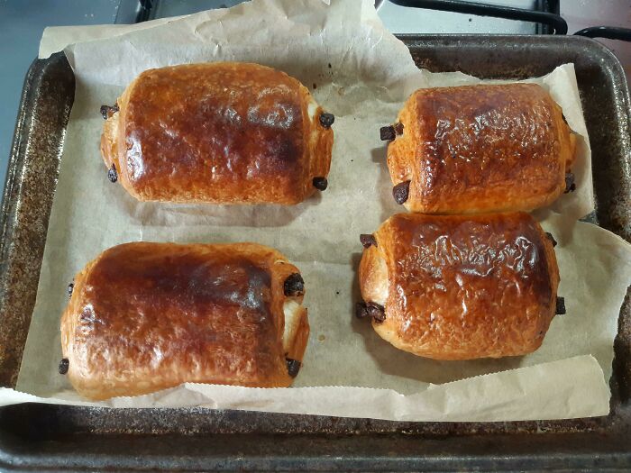 Aldi Bake From Frozen Pain Au Chocolate. The Ones On The Left Bought Last Month 