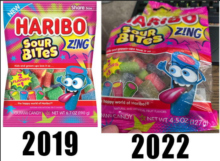 These Haribo Sour Bites Shrunk From 6.7 Oz To 4.5 Oz Since 2019 And The Price Is Still The Same