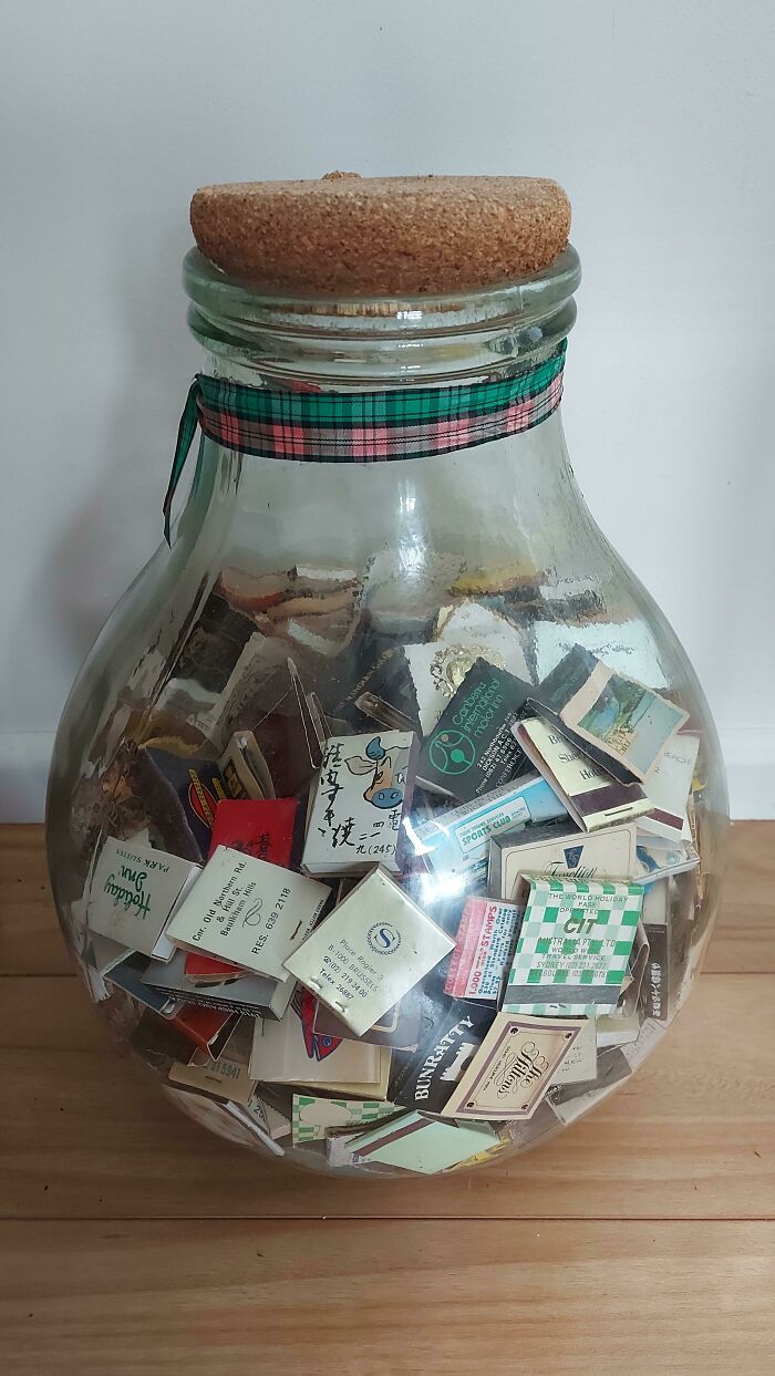 This Big Jar Of Match Boxes From My Grandfather's Travels Around Circa 1970s To 90s