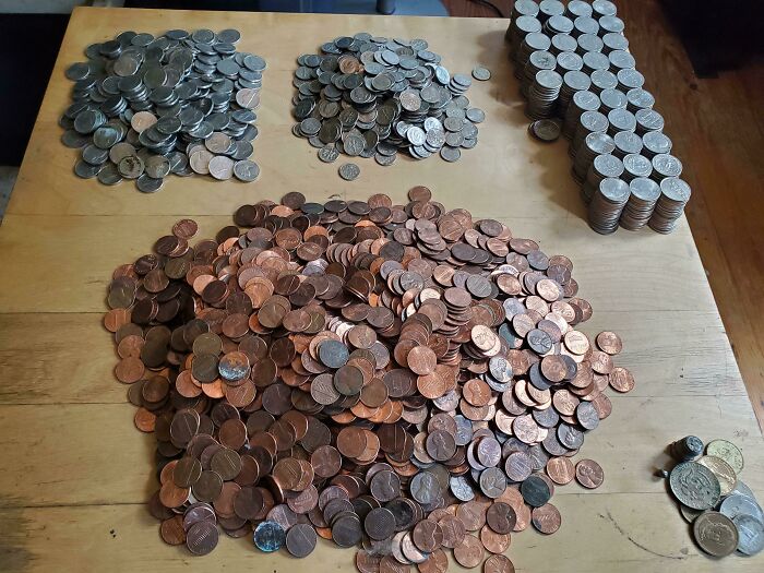 Saved All My Change For 2 Years In Case Of A Rainy Day. 2 Years Of Change Will Give You $175.75 In Quarters If You Don't Count The Silver Ones