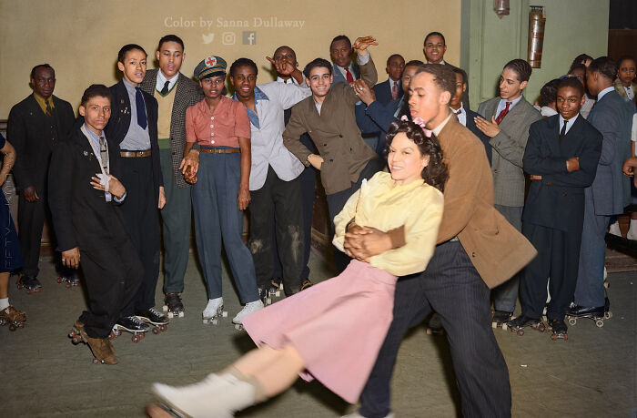 Rollerskating In The Savoy Ballroom, South Side, Chicago, In 1941