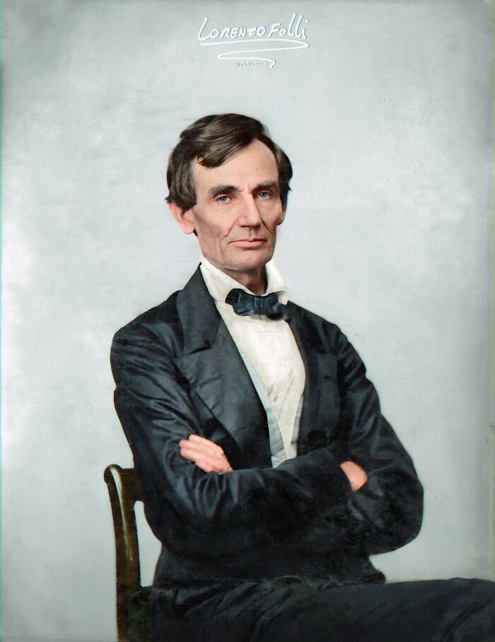 Abraham Lincoln, Candidate For U.S. President. Half-Length Portrait, Seated, Facing Front, "Without Beard". 1860.