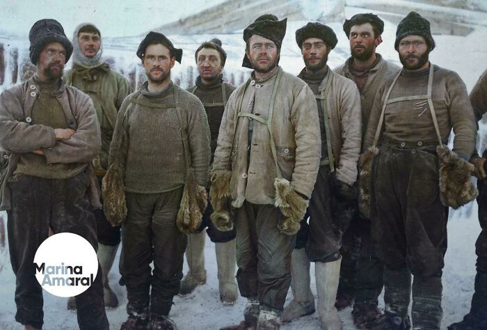 Captain Robert Falcon Scott And Other Expedition Members During The Terra Nova Expedition To The Antarctic, 1911.