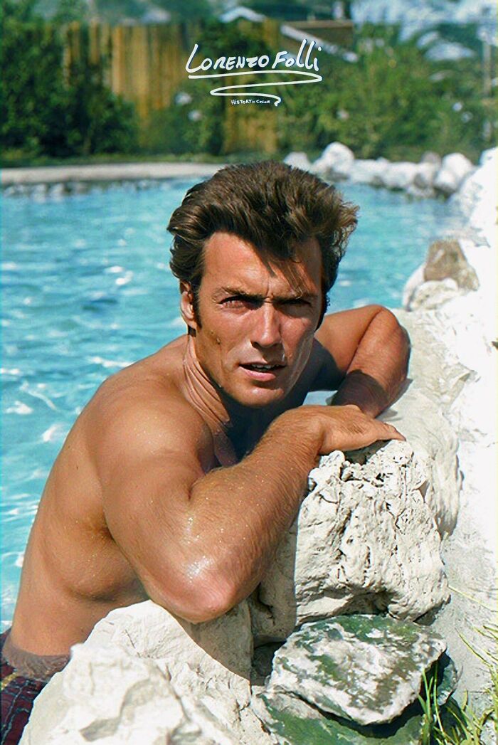 Clint Eastwood Taking A Dip In The Pool, 1964/5.