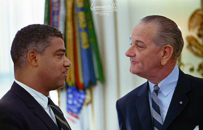 President Lyndon B. Johnson Meeting With Civil Rights Leader Whitney Young, June 28, 1966. Author: Yoichi Okamoto
